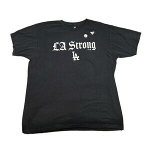 Mens MLB Los Angeles Dodgers Short Sleeve T Shirt Black XL LA Strong